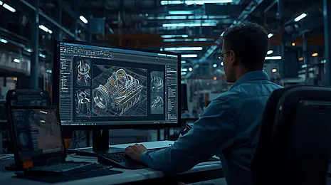 pngtree engineer using computer aided design software in industrial environment for mechanical image 20809489